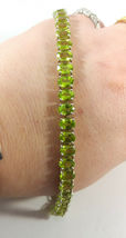 10Ct Brilliant Oval Cut Peridot Tennis Women&#39;s Bracelet in 14K White Gold Finish - £187.58 GBP