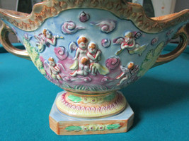 Mid Century Japan Hinode Plater Vase Centerpiece Cherubs Victorian Style - £98.55 GBP