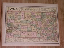 1895 Antique Map Of South Dakota / Verso North Dakota - £13.44 GBP