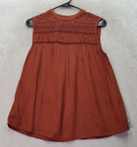 Old Navy Blouse Top Womens Size Small Brown Sleeveless Crew Neck Lace Pleated - £11.11 GBP