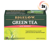 3x Boxes Bigelow Natural Green Tea With Mango | 20 Pouches Per Box | .91oz - £16.34 GBP