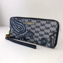 Michael Kors Large Continental Travel Wallet Jet Set Blue Paisley Wristlet W6 - £79.04 GBP