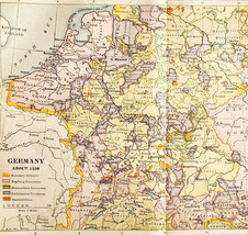 1929 Map Germany And Territories In 1550 Bohemia History Of Europe DWY11 - $554.45 MXN