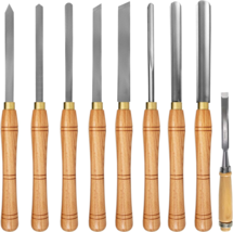 8-Piece Wood Lathe Chisel Set, HSS Steel Wood Turning Tools w/ Case Bonus Chisel - £52.27 GBP