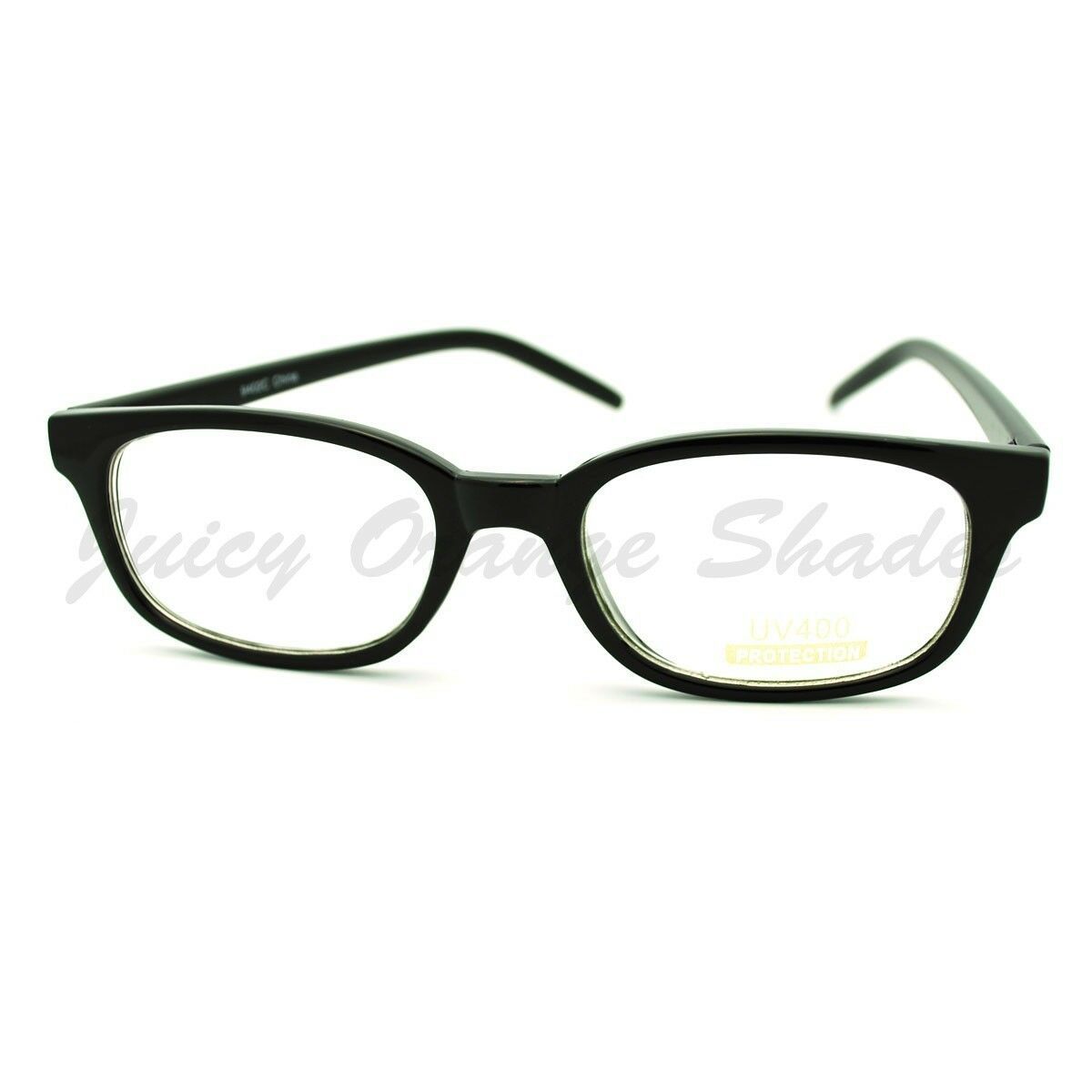 Clear Lens Optical Frame Eyeglasses Oval Rectangular Shape Black - $10.84
