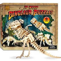 3D Wooden Dinosaur Model Puzzles (Makes 6 Dinos) Crafts For Kids Boys And Girls  - £26.88 GBP