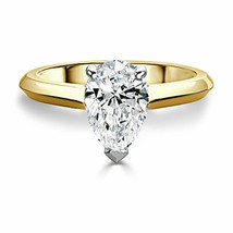 14K Yellow Gold Over 2.26Ct Pear Cut Simulated Diamond Engagement Solitaire Ring - £92.53 GBP