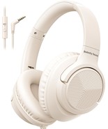 Headphones Wired With Microphone, Over Ear Foldable 3.5Mm Plug In, Beige - $61.66 CAD