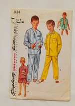 Boy&#39;s Pajamas Two Lengths Simplicity 1434  Vintage 1960s Size 8 Precut - $16.89