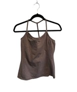 ATHLETA Womens Tank Top ZIP LINE T-Back Gray Lined Built In Bra Sz Medium - £9.37 GBP