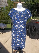 NWOT TALBOTS BLUE&amp;WHITE FLORAL DRESS 14P - £26.32 GBP