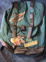 Vintage Canvas Dinosaur Backpack Full Size Brown Green TREX 18”x16” - £41.11 GBP