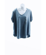Style &amp; Co Plus Size Solid Burnout T-Shirt Size 1X Blue - $11.87