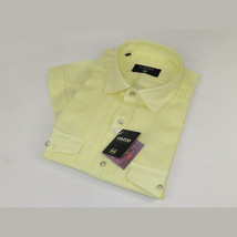 Men's Ciazzo Turkey 100% Linen Breathable Shirt Short Sleeves #Linen 22 Yellow image 4