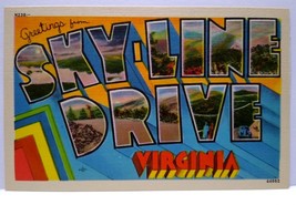 Greetings From Sky-Line Drive Virginia Large Big Letter Linen Postcard Unused VA - £7.97 GBP
