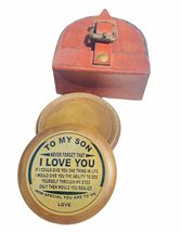 Poem Pocket Compass with to My Son-I Love You Engraved II (Antique Brown Color) - £35.96 GBP