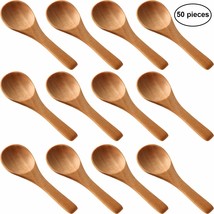 50 Pieces Small Wooden Spoons Mini Nature Spoons Wood Honey Teaspoon Cooking Con - £19.69 GBP