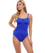 New GOTTEX designer swimsuit 8 tummy control cobalt blue draped ruched s... - £55.93 GBP