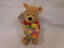 Disney's Winnie The Pooh Holding Flowers Plush Bear Bean's With RARE Tag - $25.76