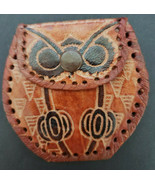 Vintage Coin Purse Hand Made Leather Brown Owl Face Pouch Snap Closure N... - £6.27 GBP