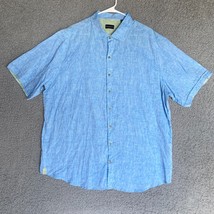 Rochester Linen Shirt Adult Extra Large 1X Blue Button Up Camp Casual Outdoor - £17.92 GBP