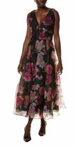 Ml Monique Lhuillier giselle textured floral midi dress size 10 - $6,882.93 MXN