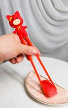 Red Miss Piggy Pig Reusable Training Chopsticks Set W/ Silicone Helper B... - $11.49
