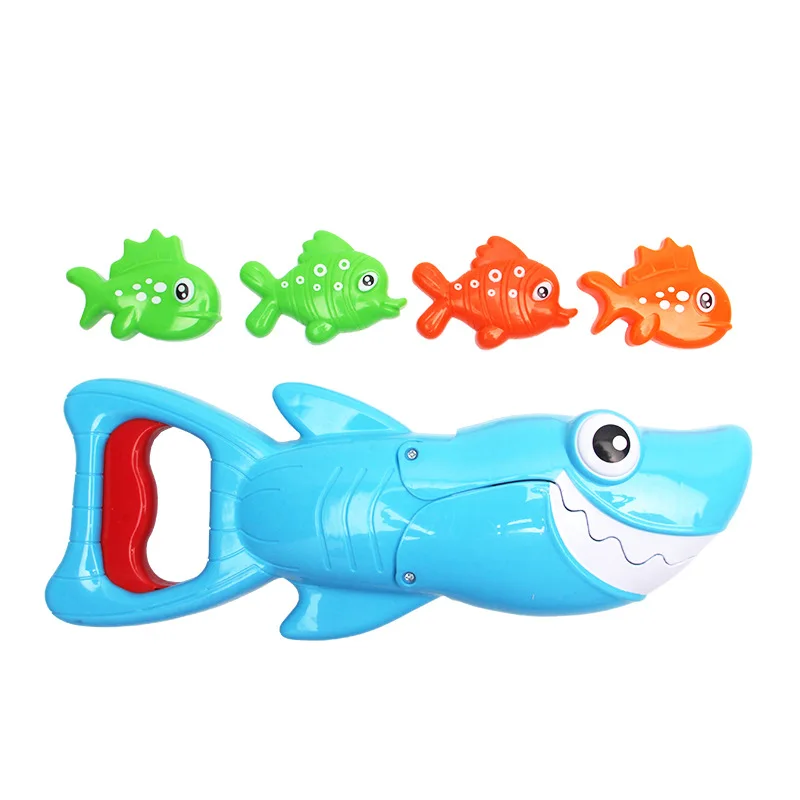 0-3Y Funny Shark Bath Toy for Boys Girls Catch Game with 4 Fishes Bathtub - £10.31 GBP