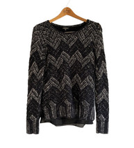 Lucky Brand Black Overlay Sweater Sheer Lining Women’s Size M - £10.75 GBP