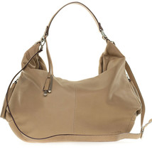 Cromia Italian Made Beige Soft Leather Large Slouchy Hobo Bag with Side Zippers - £281.31 GBP