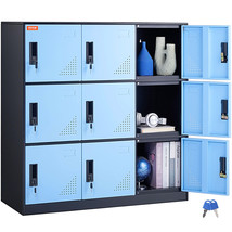 VEVOR 9 Doors Metal Storage Cabinet Employees Steel Storage Cabinet Office Black - £250.98 GBP