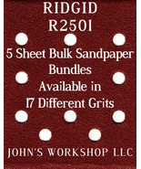 RIDGID R2501 - 1/4 Sheet - 17 Grits - No-Slip - 5 Sandpaper Bulk Bundles - $6.92 CAD