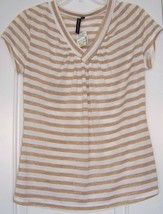 Cha Cha Vente Striped Womens Top Blouse Gold White Small OR Medium ChaCh... - £17.53 GBP