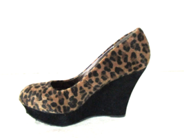 Bamboo Brown Black Animal Print Wedge Platform Heels Shoes Women&#39;s 7 (SW37) - $22.77