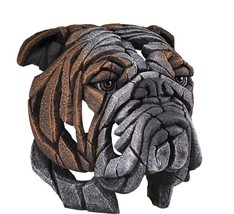British Bulldog Bust by Edge Sculpture 12.5" High Collectible Stone Resin Brown - £348.26 GBP