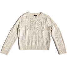 J. Crew 1988 sweater Women size L Large cream ivory cable knit Alpaca Wo... - $40.99