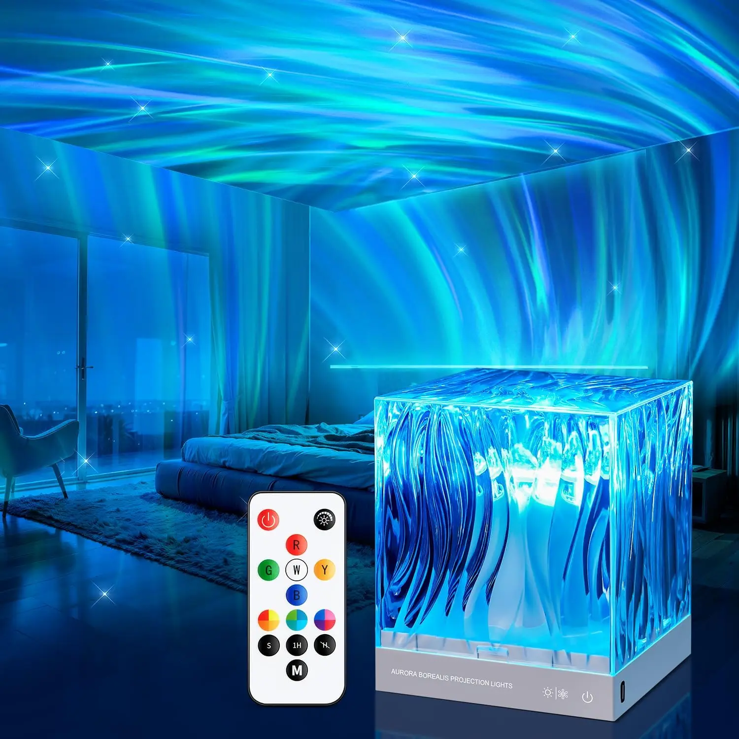 Ins Style RGB Remote Dynamic Rotary Water Ripple Dream Aurora Projector ... - $34.18+
