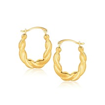 Womens 10k Yellow Gold Oval Twist Design Hoop Earrings - £59.67 GBP