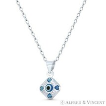 Tiny Teal Blue Evil Eye Turkish Nazar Luck Charm Pendant in .925 Sterlin... - $12.61+