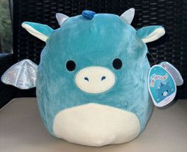 New Plush 2022 Squishmallows 12” Tatiana Teal Dragon NEW Silver Horns &amp; Wings - £31.54 GBP