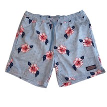 Vineyard Vines Blue Striped Floral Standard Chappy Swim Trunk Shorts Men... - £19.86 GBP
