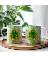 Shamrock Coffee Mug Set of 2 Irish Coffee Cups Green Clover New St Patri... - $27.95