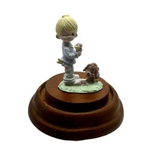 Precious Moments &quot;Praise the Lord Anyhow&quot; Pewter mini figure with wood base 1989 - £15.67 GBP