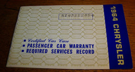 1964 CHRYSLER PASSENGER CAR SERVICE RECORD AUTO MANUAL - $5.93