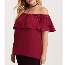 Torrid Georgette Lace Up Off the Shoulder Top Blouse Size 00 M/L - $437.83 MXN