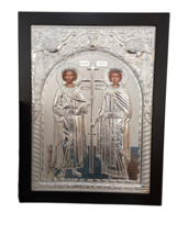 15 1/2&quot; Greek Orthodox Silver Plated Saint Constantine the Great &amp; St Helen Icon - £55.77 GBP