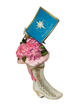 Christopher Radko Christmas Ornament Glass High Button Blooms shoe boot flower - £30.93 GBP