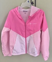 Girls Champion Light Weight Thin Hooded Jacket Pinks Pocket Full Zip Sz L (8-10) - £11.00 GBP