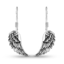 Ornate Divine Angel Wings .925 Sterling Silver Dangle Earrings - £11.56 GBP