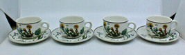 Villeroy and Boch Botanica Porcelain White Coffee Mug Cup Saucer Flower Set of 4 - $107.95